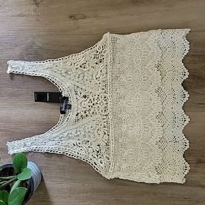 Bebe Addiction Allover Crochet Tank